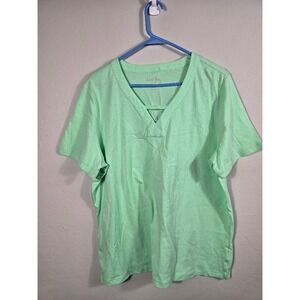 Coral Bay V-Neck T-Shirt Short Sleeve Casual Top Women's 1X